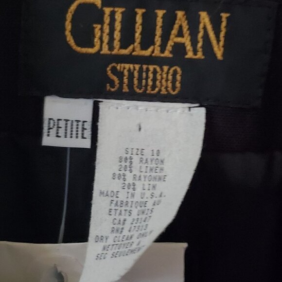 Gillian Studio NWT Vintage Black Linen Blend Wrap Midi Dress Size 10P - Picture 4 of 7